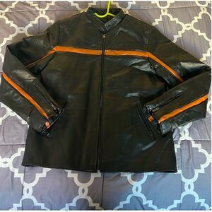 Hawg Hides men’s Black Leather Motorcycle Jacket Size L